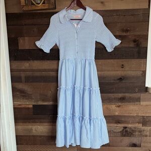 Ivy City Co Blue & White Striped Button-Up Dress